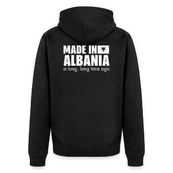 Made in albania Geschenk Albaner Balkan Kosovo - Unisex Premium Bio Zip Hoodie - Schwarz - Hinten - Nico (187cm)