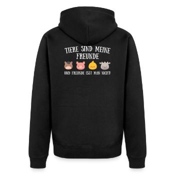 Tiere sind meine freunde Vegan Geschenk Plant - Unisex Premium Bio Zip Hoodie - Schwarz - Hinten - Nico (187cm)