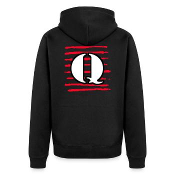 black white red stripes q - Unisex Premium Organic Zip Hoodie - black - Back - Nico (187cm)