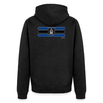 Mannheim Mode by PDesign | Mannheimer Design - Unisex Premium Bio Zip Hoodie - Schwarz - Hinten - Nico (187cm)