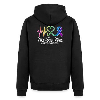 Live Love Hope Cancer Awareness Colorful Symbols - Unisex Premium Organic Zip Hoodie - black - Back - Nico (187cm)