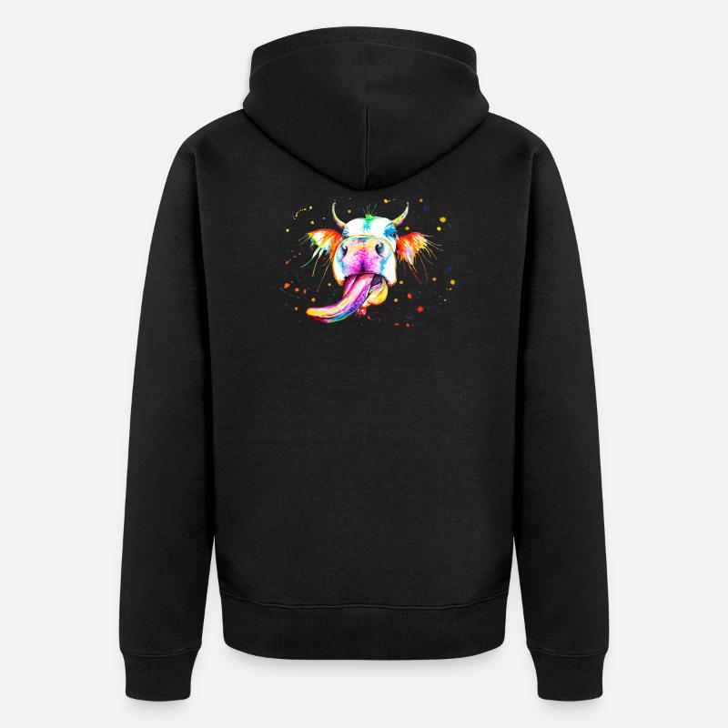 Vache qui tire la langue - Veste à capuche bio Premium Unisexe - noir