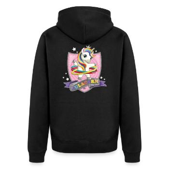 Einhorn Hula Hop / Hulacorn - Unisex Premium Bio Zip Hoodie - Schwarz - Hinten - Nico (187cm)