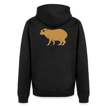 Capybara - Unisex Premium Bio Zip Hoodie - Schwarz - Hinten - Nico (187cm)