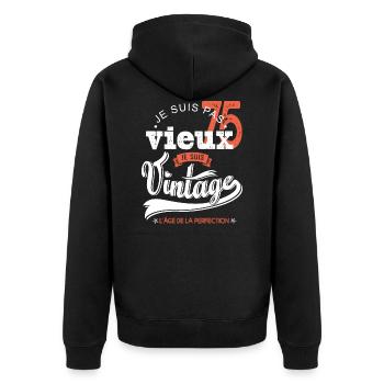Je suis vintage cadeau humour anniversaire 75 ans - Veste à capuche bio Premium Unisexe - noir - Dos - Nico (187cm)
