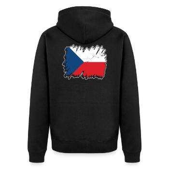 Czech Design for Czech fans - Unisex Premium Organic Zip Hoodie - black - Back - Nico (187cm)
