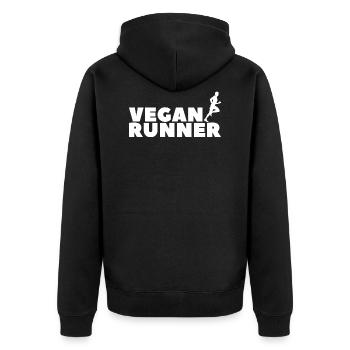 Vegan runner Man Sport Gift Plant - Unisex Premium Organic Zip Hoodie - black - Back - Nico (187cm)
