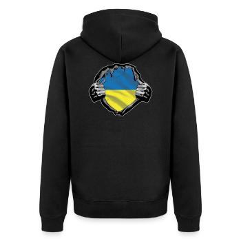 Ukraine Design pour les fans d’Ukraine - Veste à capuche bio Premium Unisexe - noir - Dos - Nico (187cm)