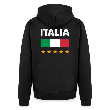 Italia Champion 5 star - Unisex Premium Organic Zip Hoodie - black - Back - Nico (187cm)