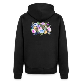 Aquarell Strauss Blumen mit farbigen Blüten - Unisex Premium Bio Zip Hoodie - Schwarz - Hinten - Nico (187cm)