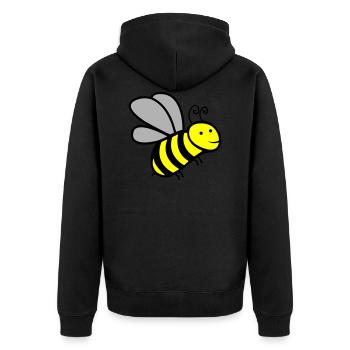 biene - Unisex Premium Bio Zip Hoodie - Schwarz - Hinten - Nico (187cm)