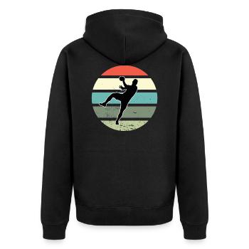 Handball Sportler Handballspieler Retro Club Sport - Unisex Premium Bio Zip Hoodie - Schwarz - Hinten - Nico (187cm)