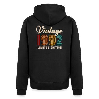 millésime 1992 - Veste à capuche bio Premium Unisexe - noir - Dos - Nico (187cm)