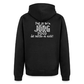 Jörg - Unisex Premium Bio Zip Hoodie - Schwarz - Hinten - Nico (187cm)