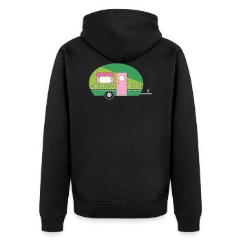 Wohnwagen Camping Lustiges - Unisex Premium Bio Zip Hoodie - Schwarz - Hinten - Nico (187cm)