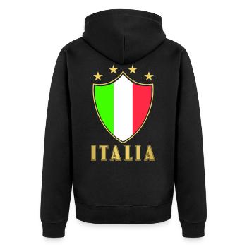 Italia Football - Unisex Premium Organic Zip Hoodie - black - Back - Nico (187cm)