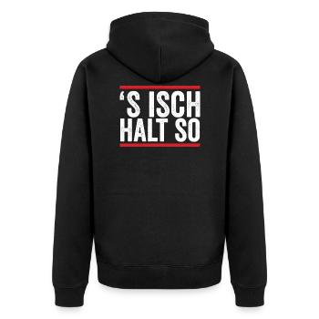 'S Isch halt So Allgäuer Dialekt Spruch Wandern - Unisex Premium Bio Zip Hoodie - Schwarz - Hinten - Nico (187cm)