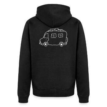 motorhome globetrotter - Unisex Premium Organic Zip Hoodie - black - Back - Nico (187cm)