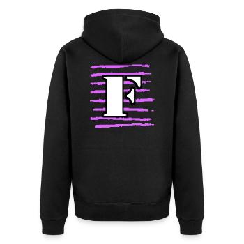 noir blanc violet rayé f - Veste à capuche bio Premium Unisexe - noir - Dos - Nico (187cm)