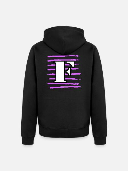 black white purple stripes f - Unisex Premium Organic Zip Hoodie - black