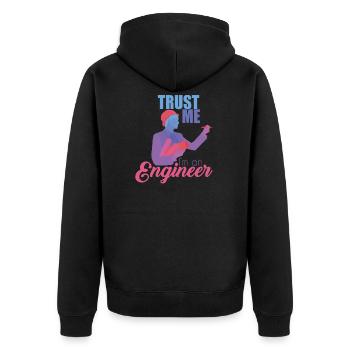 Ingenieur - Unisex Premium Bio Zip Hoodie - Schwarz - Hinten - Nico (187cm)