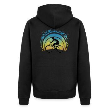Radfahrer - Unisex Premium Bio Zip Hoodie - Schwarz - Hinten - Nico (187cm)