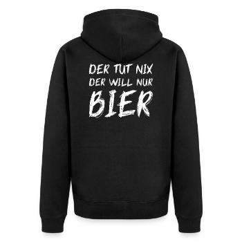 Der Tut Nix Der Will Nur Bier Saufen Bierfest Fun - Unisex Premium Bio Zip Hoodie - Schwarz - Hinten - Nico (187cm)