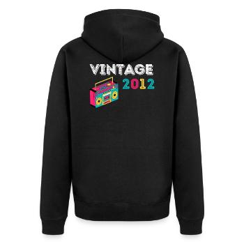 Vintage 2012 Radio 10 Jahre alt 2012 Geburtstag - Unisex Premium Bio Zip Hoodie - Schwarz - Hinten - Nico (187cm)