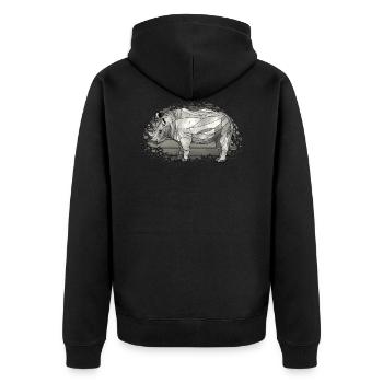 Nashorn - Unisex Premium Bio Zip Hoodie - Schwarz - Hinten - Nico (187cm)