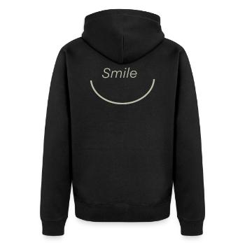 Smile - Unisex Premium Organic Zip Hoodie - black - Back - Nico (187cm)