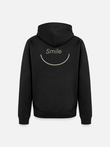Smile - Unisex Premium Organic Zip Hoodie - black