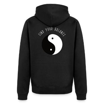 Find your balance - Unisex Premium Organic Zip Hoodie - black - Back - Nico (187cm)