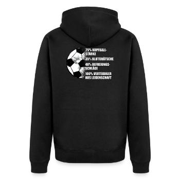 Abwehrspieler Fußball Spruch Verteidiger - Unisex Premium Bio Zip Hoodie - Schwarz - Hinten - Nico (187cm)