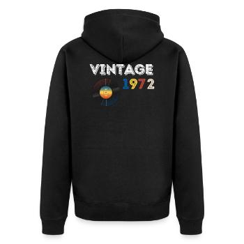 Vintage record 50 years old 1972 birthday - Unisex Premium Organic Zip Hoodie - black - Back - Nico (187cm)
