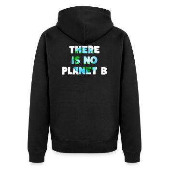 Planet B Erde Natur Klimaschutz Umwelt Motto - Unisex Premium Bio Zip Hoodie - Schwarz - Hinten - Nico (187cm)