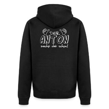 anton - Unisex Premium Bio Zip Hoodie - Schwarz - Hinten - Nico (187cm)