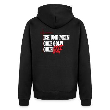 Ich und mein Golf Golfi Golfi Golf - Unisex Premium Bio Zip Hoodie - Schwarz - Hinten - Nico (187cm)