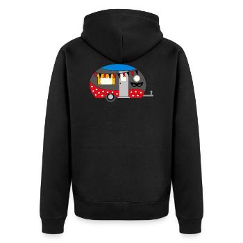 camping - Unisex Premium Organic Zip Hoodie - black - Back - Nico (187cm)