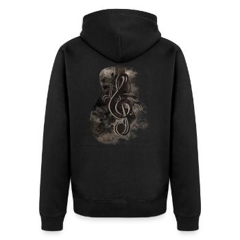 Gitarre Noten - Unisex Premium Bio Zip Hoodie - Schwarz - Hinten - Nico (187cm)