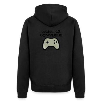 63. Geburtstag - 63 Jahre Geschenk - Unisex Premium Bio Zip Hoodie - Schwarz - Hinten - Nico (187cm)