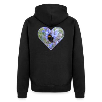 Ein Herz für Hummeln - Unisex Premium Bio Zip Hoodie - Schwarz - Hinten - Nico (187cm)