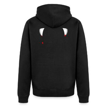 Halloween Vampirzähne T-Shirt Vampir Kostüm Party - Unisex Premium Bio Zip Hoodie - Schwarz - Hinten - Nico (187cm)