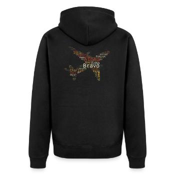 Flugzeug Phonetisches Alphabet, Flugzeugpilot fliegen - Unisex Premium Bio Zip Hoodie - Schwarz - Hinten - Nico (187cm)