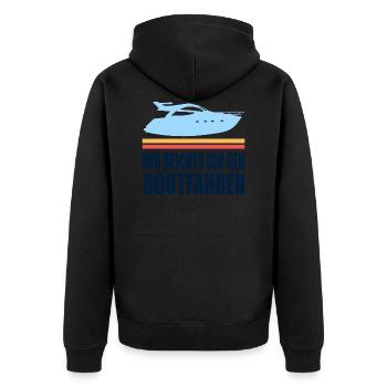 Boot Kapitän Lustige Sprüche Motorboot - Unisex Premium Bio Zip Hoodie - Schwarz - Hinten - Nico (187cm)