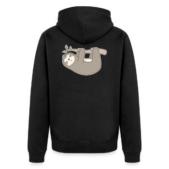 Sloth - Unisex Premium Organic Zip Hoodie - black - Back - Nico (187cm)