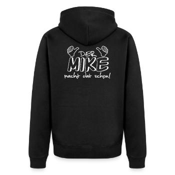 mike - Unisex Premium Bio Zip Hoodie - Schwarz - Hinten - Nico (187cm)