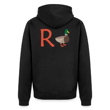 Rente Ente Ruhestand Pension Frührente Geschenk - Unisex Premium Bio Zip Hoodie - Schwarz - Hinten - Nico (187cm)