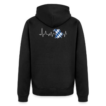 Herzschlag Bayern Wandern - Unisex Premium Bio Zip Hoodie - Schwarz - Hinten - Nico (187cm)