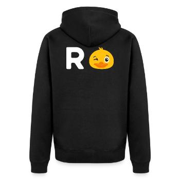 Rente Ente Ruhestand Pension Frührente Geschenk - Unisex Premium Bio Zip Hoodie - Schwarz - Hinten - Nico (187cm)