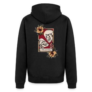 The lovers - skulls & roses - Unisex Premium Bio Zip Hoodie - Schwarz - Hinten - Nico (187cm)